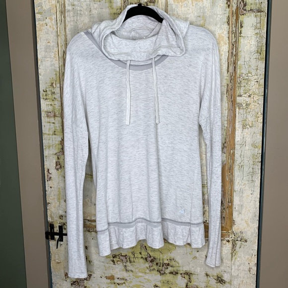 ALO Yoga Tops - ALO women’s hooded shirt mesh gray open back large